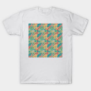 Incredibly Colourful Retro Floral Vintage Pattern T-Shirt